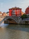 Bilbao, Spain - August 28, 2021. Puente de San AntÃÂ³n is a bridge that spans the banks of the Bilbao estuary in Vizcaya, Spain