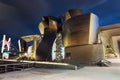 Bilbao, Spain - December 19, 2022: night view of modern and contemporary art Guggenheim Museum Royalty Free Stock Photo