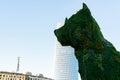 BILBAO, SPAIN-DECEMBER 18, 2021 : Puppy stands guard at Guggenheim Museum in Bilbao, Biscay, Basque Country, Spain. Landmarks. Dog Royalty Free Stock Photo