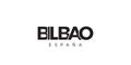 Bilbao in the Spain emblem. The design features a geometric style, vector illustration with bold typography in a modern font. The