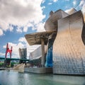 BILBAO, SPAIN The Guggenheim Museum and bridge in Bilbao, Basque Country, Spain Royalty Free Stock Photo