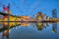 The futuristic Guggenheim Museum reflected in the River Nervion at dawn Royalty Free Stock Photo