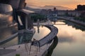 Bilbao, Spain - July 08, 2018- sunset view of modern and contemporary art Guggenheim Museum, designed by American architect Frank Royalty Free Stock Photo