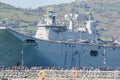 BILBAO, SPAIN - MARCH / 23/2019. The aircraft carrier of the Spanish Navy Juan Carlos I in the port of Bilbao, open day to visit