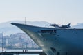 BILBAO, SPAIN - MARCH / 23/2019. The aircraft carrier of the Spanish Navy Juan Carlos I in the port of Bilbao, open day to visit