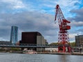 Bilbao, Spain march 27th 2024: the crane named La Carola, Nervion River and Euskalduna Bridge Royalty Free Stock Photo