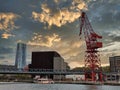 Bilbao, Spain march 27th 2024: the crane named La Carola, Nervion River and Euskalduna Bridge Royalty Free Stock Photo