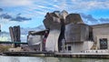 Bilbao, Spain march 27th 2024: Nervion river and Guggenheim Bilbao Museum, Bilbao, Spain Royalty Free Stock Photo