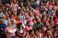 BILBAO, SPAIN - OCTOBER 16: Fans of both teams in the Spanish League match between Athletic Bilbao and Real Sociedad, celebrated o