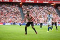 BILBAO, SPAIN - OCTOBER 16: Inaki Williams, Ahtletic Bilbao player, during a Spanish League match between Athletic Bilbao and Real Royalty Free Stock Photo