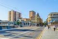 BILBAO, SPAIN, OCTOBER 29,2014: People are passing puente de el arenal in Bilbao, Spain...IMAGE