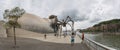 Panoramic exterior view at the iconic Guggenheim Museum Bilbao, Maman spider sculpture, iconic museum of modern and contemporary Royalty Free Stock Photo