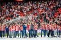 BILBAO, SPAIN - SEPTEMBER 18: Bilbao female team offers the league cup winner to the public before to the match Athletic Bilbao an