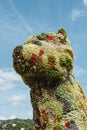 Bilbao, Spain - September, 2022: closeup of Puppy, the floral dog sculpture designed by Jeff Koons, in front of the Guggenheim