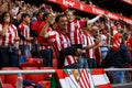 BILBAO, SPAIN - SEPTEMBER 18: Unidentified Bilbao fans, in action during a Spanish League match between Athletic Bilbao and Valenc