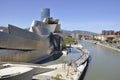 Bilbao, 13th april: Guggenheim Museum Building alongside Nervion River from Bilbao city in Spain