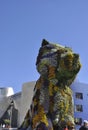 Bilbao, 13th april: Puppy Floral Sculpture front of Guggenheim Museum building from Bilbao city in Basque Country of Spain