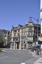 Bilbao, 13th april: Residential Houses architecture from Federico Moyua Plaza Square of Bilbao city in Basque Country of Spain Royalty Free Stock Photo