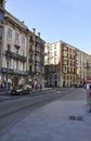 Bilbao, 13th april: Street view with Residential architecture from Downtown of Bilbao city in Basque Country of Spain Royalty Free Stock Photo