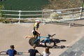 Bilbao triathlon participant September 2023 taking a bicycle