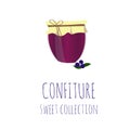 Bilberry jam-jar, confiture sweet collection, element for design