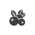 Bilberry with leaves vector icon