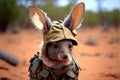 Bilby dressed as a soldier, created with Generative AI technology