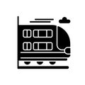 Bilevel train black glyph icon