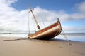 bilge keel sailing boat beached on white sand Royalty Free Stock Photo