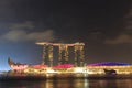 The 6.3 biliion dollar (US) Marina Bay Sands Hotel dominates the