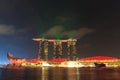 The 6.3 biliion dollar (US) Marina Bay Sands Hotel dominates the