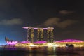 The 6.3 biliion dollar (US) Marina Bay Sands Hotel dominates the