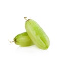 Bilimbi (Averhoa bilimbi Linn.) or cucumber fruit slice on white