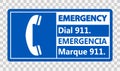 symbol Bilingual Emergency Dial 911 Sign on transparent background