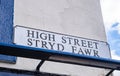 Bilingual street sign Mold North Wales August 2020