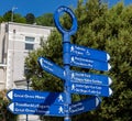 Bilingual tourist signs directing to local landmarks Llandudno North Wales May 2019