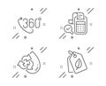 Bill accounting, 360 degree and Recycle water icons set. Bio tags sign. Vector Royalty Free Stock Photo
