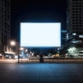 A bill blank board on one of streets, a blank billboard with copy space for text or content, mockup of a blank billboard Royalty Free Stock Photo