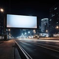 A bill blank board on one of streets, a blank billboard with copy space for text or content, mockup of a blank billboard Royalty Free Stock Photo