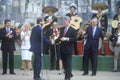 Bill Clinton shakes hands with Senator Al Gore Royalty Free Stock Photo