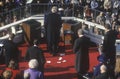 Bill Clinton stands in prayer as 42nd President, on Inauguration Day 1993, Washington, DC