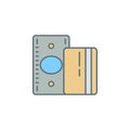 bill and credit card dusk style line icon. Element of banking icon for mobile concept and web apps. Dusk style bill and credit car