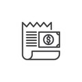 Bill with dollar money outline icon