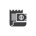 Bill with dollar money outline icon vector icon
