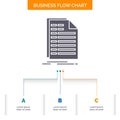 Bill, excel, file, invoice, statement Business Flow Chart Design with 3 Steps. Glyph Icon For Presentation Background Template Royalty Free Stock Photo