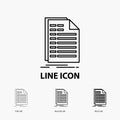 Bill, excel, file, invoice, statement Icon in Thin, Regular and Bold Line Style. Vector illustration Royalty Free Stock Photo