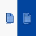 Bill, excel, file, invoice, statement Line and Glyph web Button in Blue color Vertical Banner for UI and UX, website or mobile Royalty Free Stock Photo