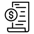 Bill paper icon outline vector. Making online money