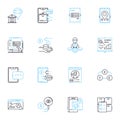 Bill payment linear icons set. Remittance, Transaction, Credit, Debit, Invoice, Statement, Overdue line vector and