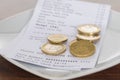 Bill And Tip On Plate Royalty Free Stock Photo